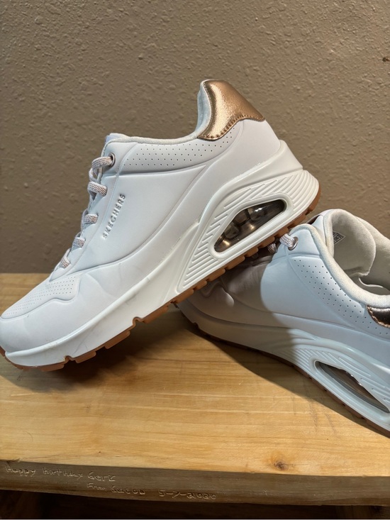 Skechers Shoes - Sketchers Size 7 White and Gold Sneakers